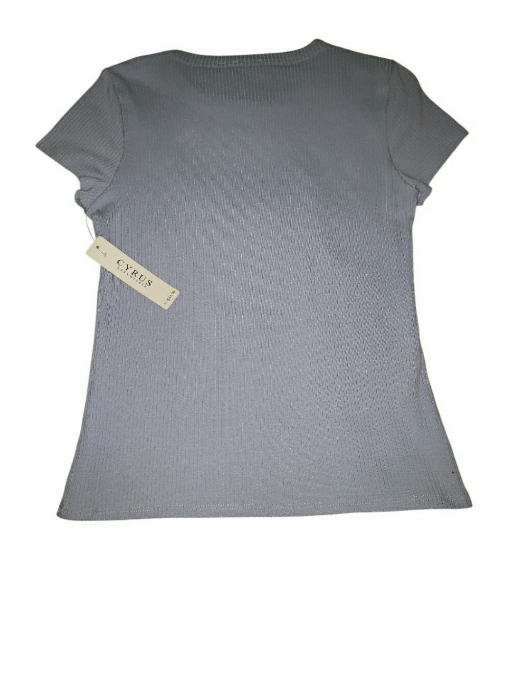 NWT Cyrus Light Blue Ribbed Short Sleeve Crewneck Tee- M - Picture 2 of 4